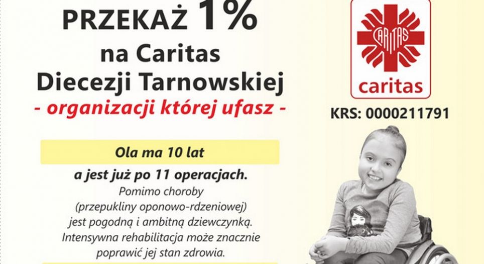 1 proc. dla Caritas Diecezji  Tarnowskiej