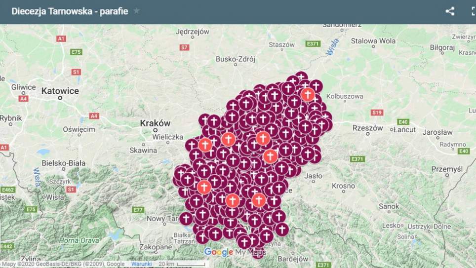 Interaktywna mapa diecezji tarnowskiej na naszym portalu